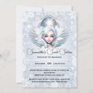 Invitación Chica de pixista de copos de nieve de invierno de
