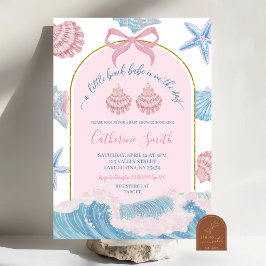 Invitación Chica de Playa Rosa y Azul Baby Shower Caprichoso