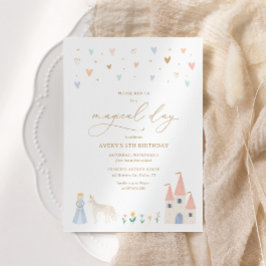 Invitación Chica de Princesa Floral Rosa