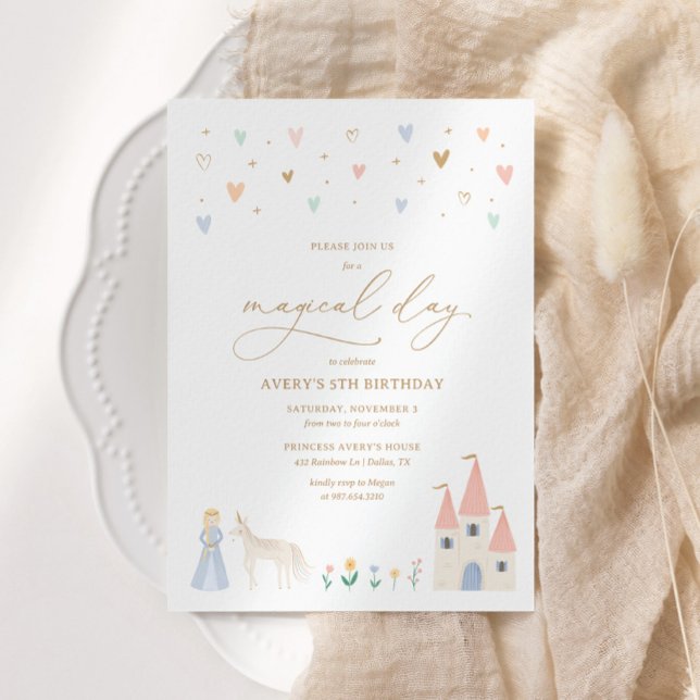 Invitación Chica de Princesa Floral Rosa (Subido por el creador)