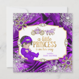 Invitación Chica de princesa mágica Baby Shower Purple Brunet