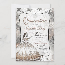 Invitación Chica de Quinceañera Gold