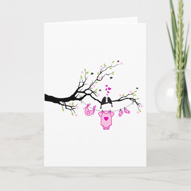 Invitación chica de recién nacido, diseño de la fiesta de (Anverso)