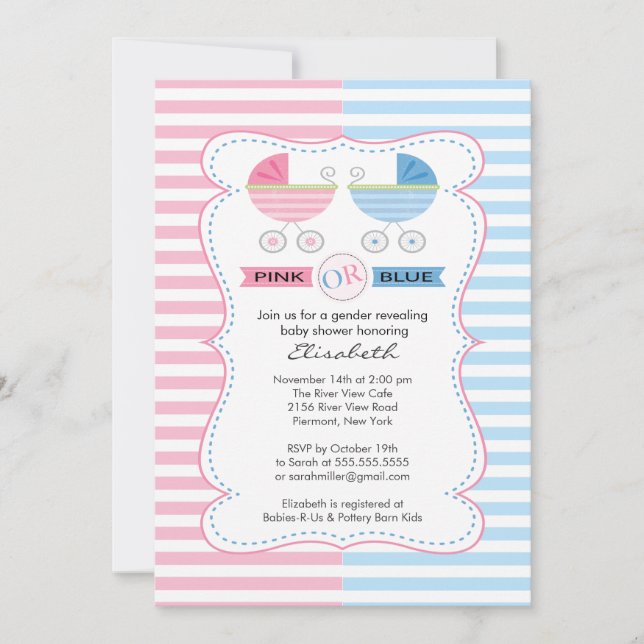 Invitación Chica de revelación de género o Baby Shower de niñ (Anverso)