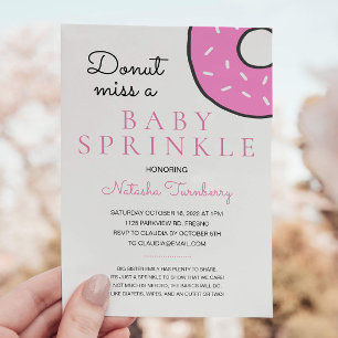Invitación Chica de rociado de donut rosado