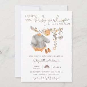 Invitación Chica de ropa Boho Baby Shower