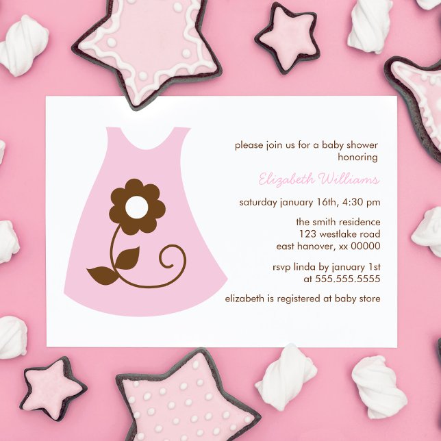 Invitación Chica de ropa de bebé rosa Baby Shower (Subido por el creador)