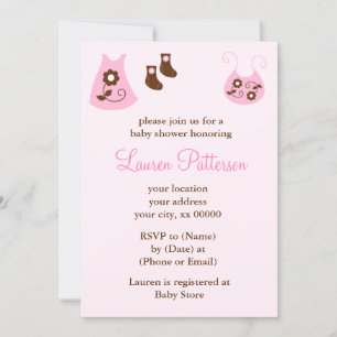 Invitación Chica de ropa de bebé rosa Baby Shower