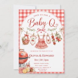 Invitación Chica de ropa tendida en el patio trasero BBQ Baby