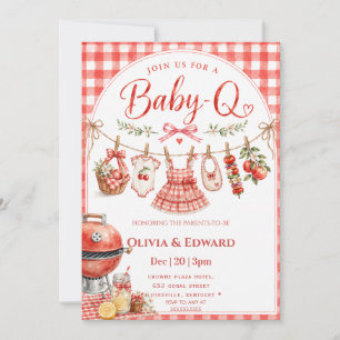 Invitación Chica de ropa tendida en el patio trasero BBQ Baby