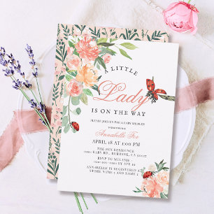 Invitación Chica de Rosas de Little Lady Ladybug en Baby Show