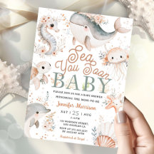 Chica de Sea You Soon Baby Shower Boho Floral Océa
