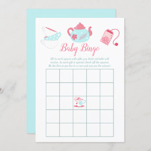 Invitación Chica de Shabby-Moda Baby Shower Tea Fiesta Bingo