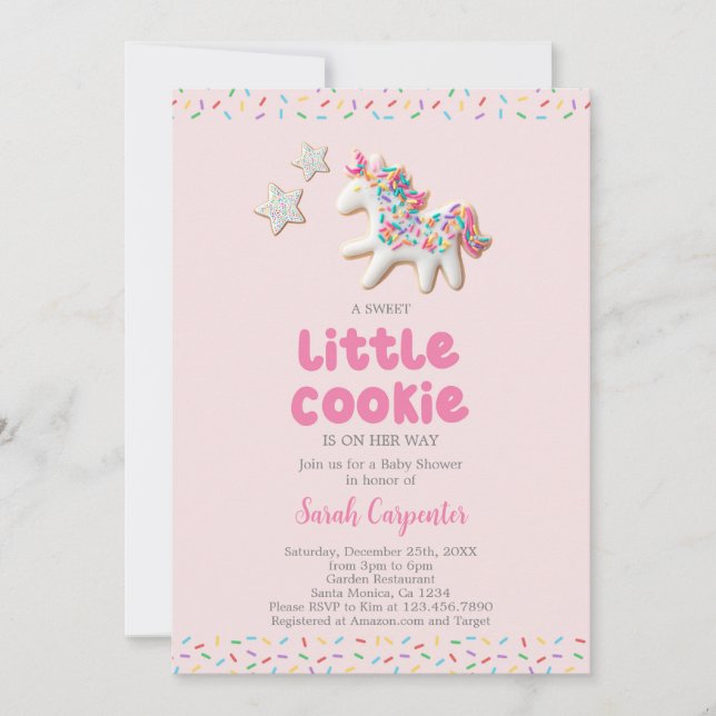 Invitación Chica de shower de bebé con galletas (Anverso)