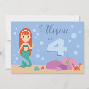 Invitación Chica de sirena de verano en el océano en la fiest