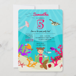 Invitación Chica de sirena en colorido cumpleaños de Chica oc