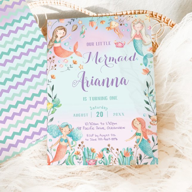 Invitación Chica de Sirenas Cuestas Cumpleaños Bajo la Piscin (Subido por el creador)