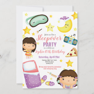 Invitación Chica de Sleepover Fiesta de sueño Cumpleaños