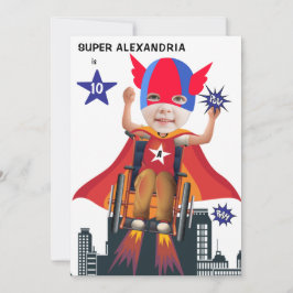 Invitación Chica de superhéroes en silla de ruedas 💥 héroe v