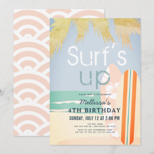 Invitación Chica de Surf's Up Surfboards Beach Cumpleaños