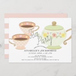 Invitación Chica de té Fiesta Tea Pot & Cups