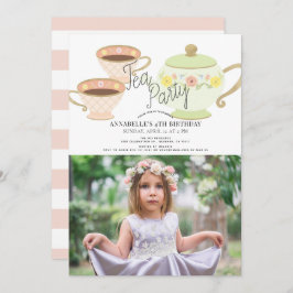 Invitación Chica de té y café Fiesta de té Foto de cumpleaños