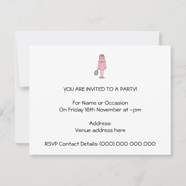 Invitación Chica de tenis. (Anverso)