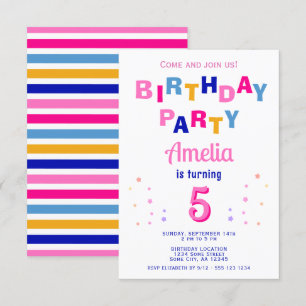 Invitación Chica de tipografía estelar de color rosa