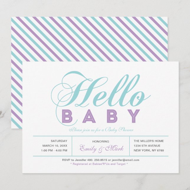 Invitación Chica de tipografía moderna Baby Shower, Sprinkle (Anverso / Reverso)