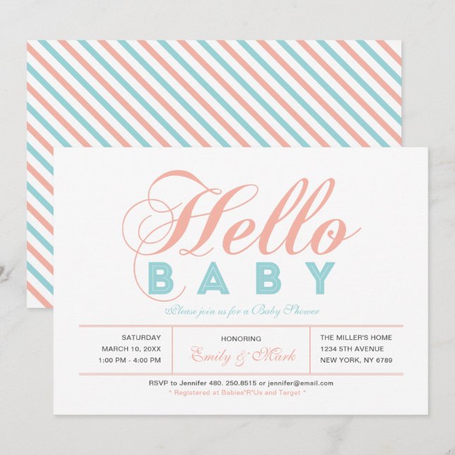 Invitación Chica de tipografía moderna Baby Shower, Sprinkle (Anverso / Reverso)