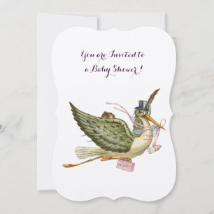 Invitación CHICA de TORK BABY SHOWER ,plata metálica