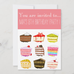 Invitación Chica de torta de arcoiris suave o fiesta de cumpl