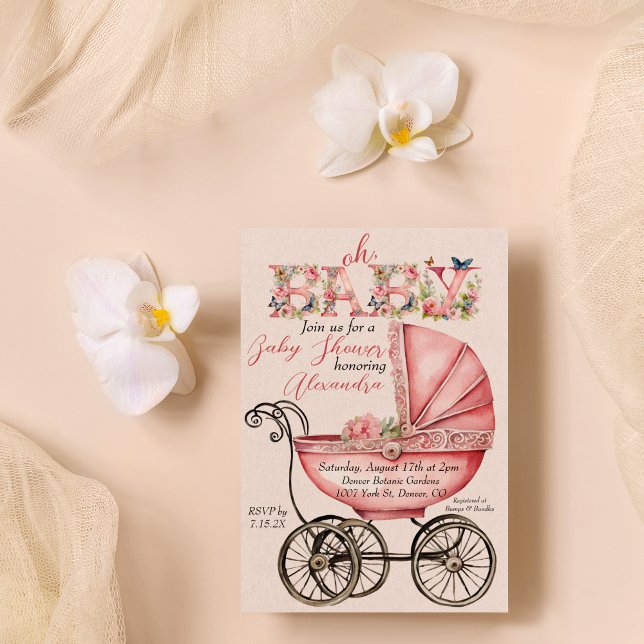 Invitación Chica de transporte para bebés Baby Shower (Subido por el creador)