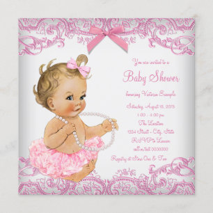 Invitación Chica de Tutú de Encaje Rosa Baby Shower