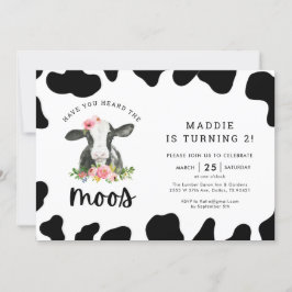 Invitación Chica De Vaca Ha Oído El Segundo Cumpleaños De Moo
