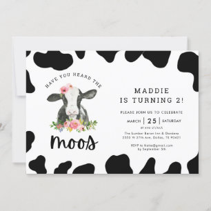 Invitación Chica De Vaca Ha Oído El Segundo Cumpleaños De Moo