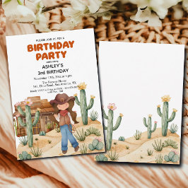 Invitación Chica de vacuno en Fiesta de tercer cumpleaños en