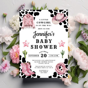 Invitación Chica de vaquera rosa occidental Baby Shower