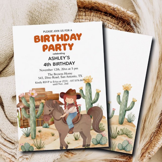 Invitación Chica de Vaquero en Fiesta de Caballo 4 de Cumplea (Subido por el creador)