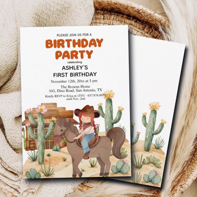 Invitación Chica de Vaquero en Fiesta de Caballo Primer Cumpl (Subido por el creador)