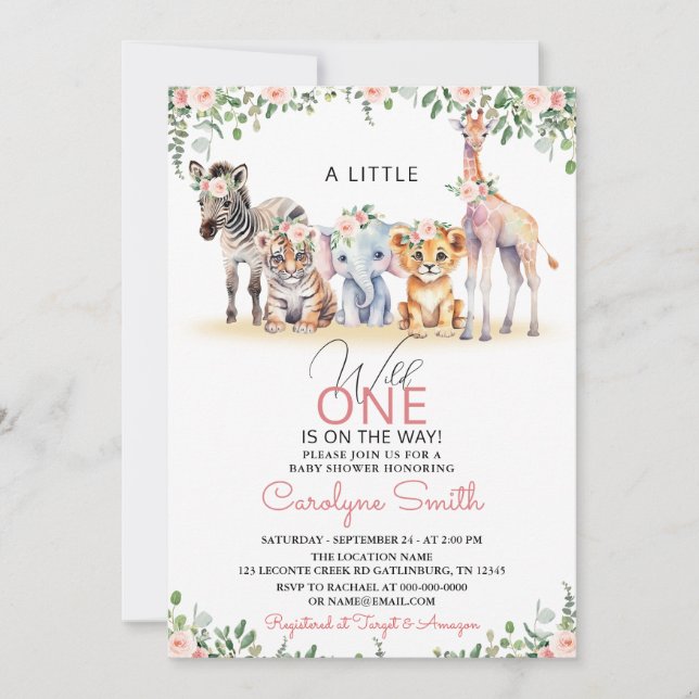 Invitación Chica de vegetación de animales salvajes de un saf (Anverso)