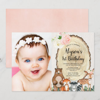 Invitación Chica de vegetación floral rosa de los animales de