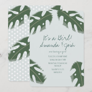 Invitación Chica de vegetación tropical Monstera Baby Shower