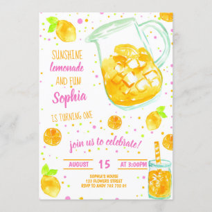 Invitación Chica de verano de Lemonade Confetti Cute Cumpleañ
