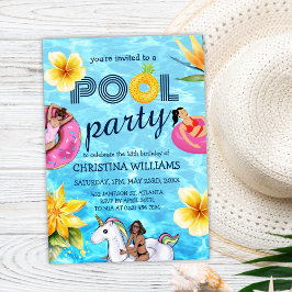 Invitación Chica de verano Fiesta de piscina moderna Cumpleañ