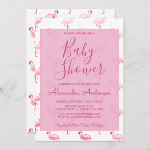 Invitación Chica de verano Flamingo Rosado Baby Shower
