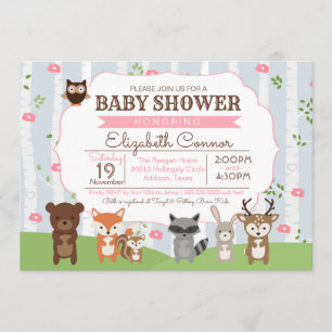 Invitación Chica de verano o primavera de animales de Woodlan