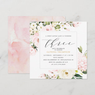 Invitación Chica de Verdor Floral de Rubor Fiesta de cumpleañ