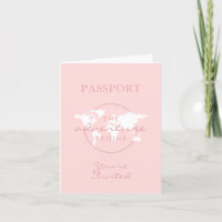 Chica de viajes con pasaporte rosa Mapa mundial de