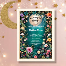 Chica de Vine en Floral Noche de la Luna Flor Rosa